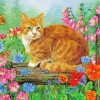 Yellow Cat In Garden Paint By Numbers