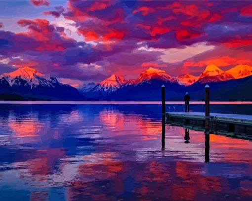 Beautiful Sunset In Lake McDonald Paint By Numbers