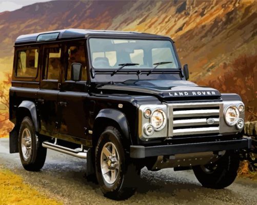 Black Land Rover Defender Car Paint By Numbers