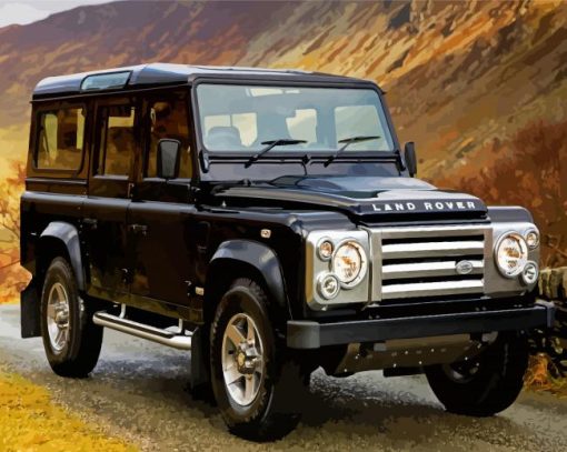 Black Land Rover Defender Car Paint By Numbers