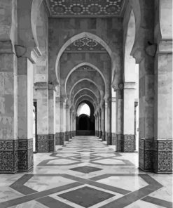 Black And White Grand Mosque In Casablanca Paint By Numbers