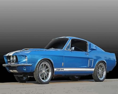 Blue Classic Ford Mustang Car Paint By Numbers