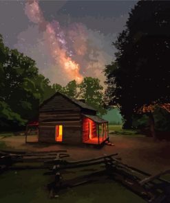 Cabin At Night Paint By Numbers