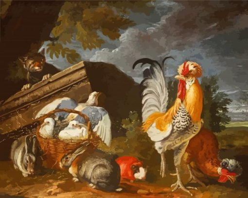 Chickens And Pigeons With Rabbits Paint By Numbers