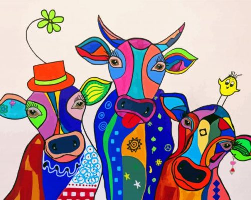 Colorful Cows Paint By Numbers