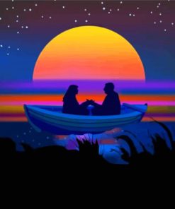 Couple In A Boat Silhouette Paint By Numbers