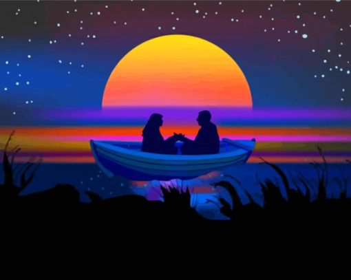 Couple In A Boat Silhouette Paint By Numbers