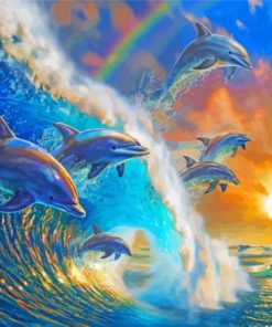 Dolphin In Waves Paint By Numbers