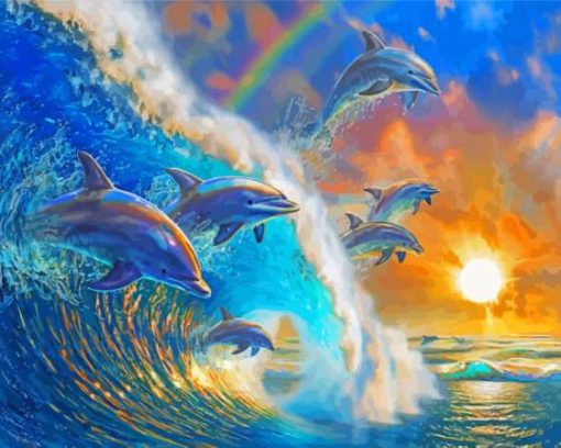 Dolphin In Waves Paint By Numbers