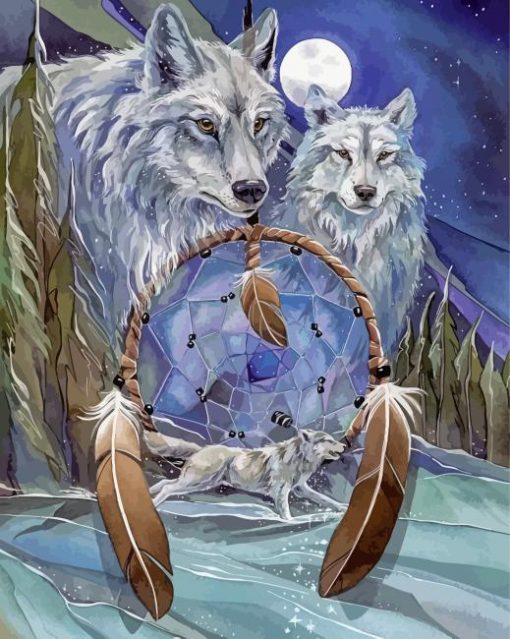 Dream Catcher With Wolves Animals Paint By Numbers