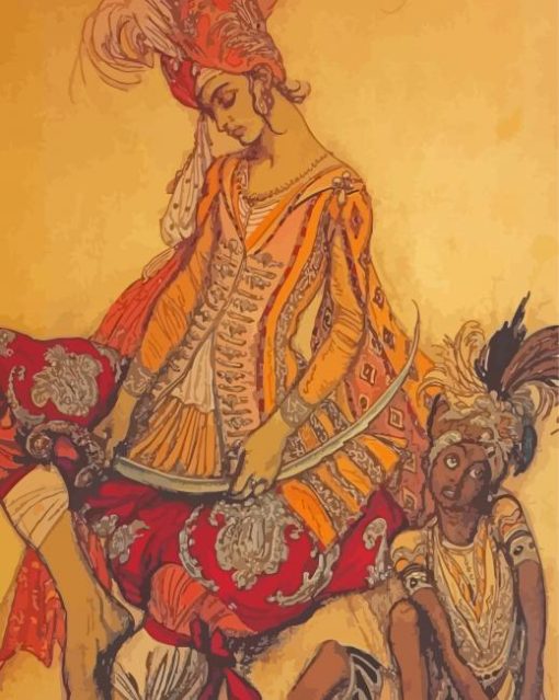 Eastern Prince And His Page By Leon Bakst Paint By Numbers