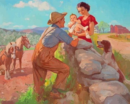 Family Romance At The Farm Paint By Numbers