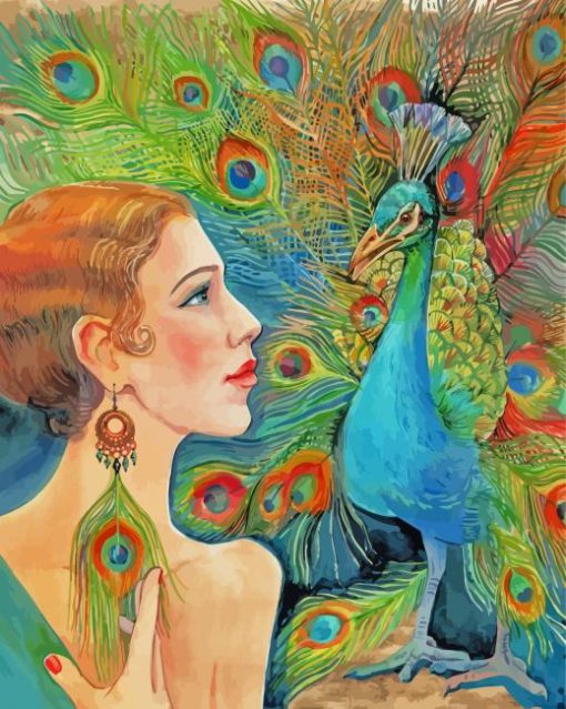 Girl With Peacock Art Paint By Numbers