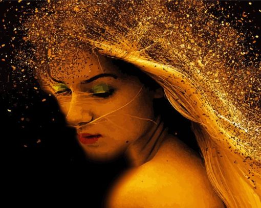 Girl With Golden Hair Sparkles Paint By Numbers