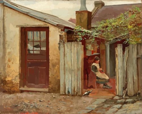 Girl With Bird At The King Street Bakery By Frederick McCubbin Paint By Numbers