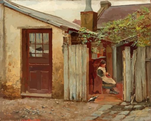 Girl With Bird At The King Street Bakery By Frederick McCubbin Paint By Numbers