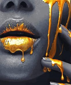 Golden Lips Paint By Numbers