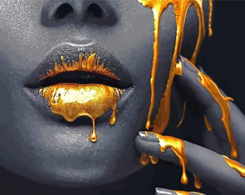 Golden Lips Paint By Numbers