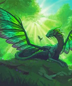 Green Dragon With Fairy Paint By Numbers