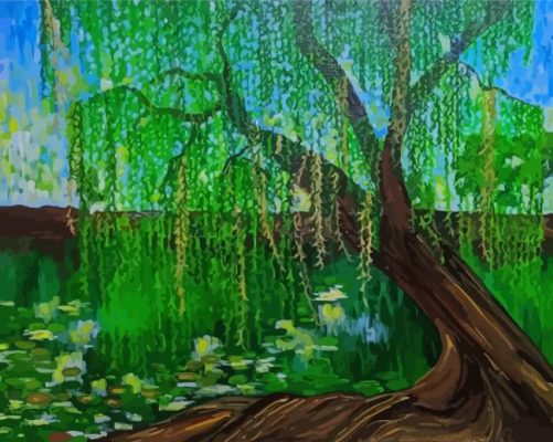 Green Willow Tree Paint By Numbers