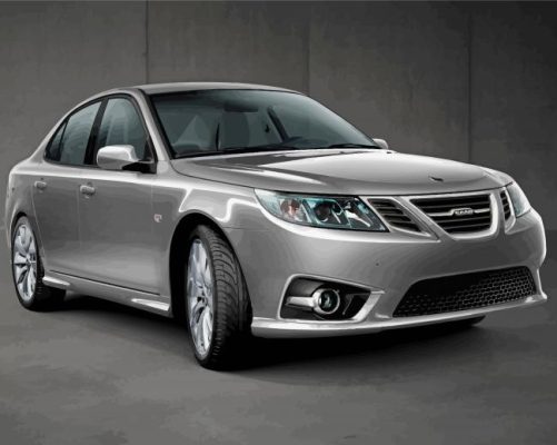 Grey Saab Car Paint By Numbers