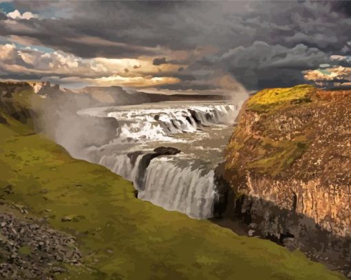 Gullfoss Falls Nature Paint By Numbers