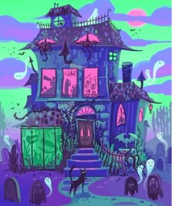 Haunted Property Illustration Art Paint By Numbers