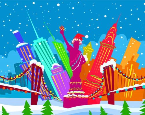 Illustration New York Christmas Paint By Numbers