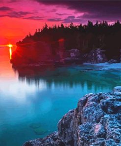 Indian Head Cove Sunrise In Tobermory Canada Paint By Numbers