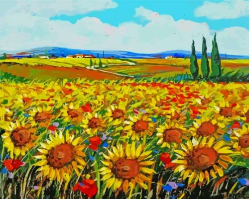 Italy Sunflowers Field Art Paint By Numbers