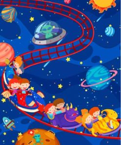 Kids Space Roller Coaster Paint By Numbers