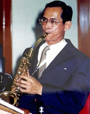 King Of Thailand Playing Sax Paint By Numbers