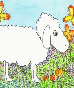 Lamb And Butterflies Paint By Numbers