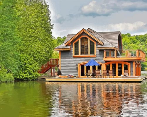 Lakeside Cabin Paint By Numbers