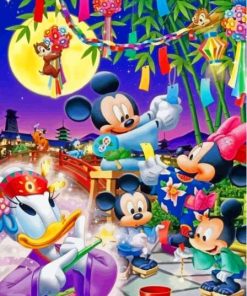 Mickey And Minnie In Japan With Friends Paint By Numbers