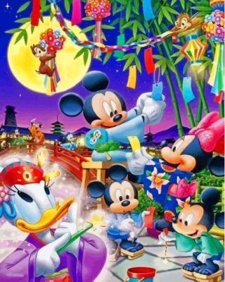 Mickey And Minnie In Japan With Friends Paint By Numbers