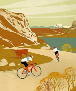 Mountain Cycling Illustration Paint By Numbers