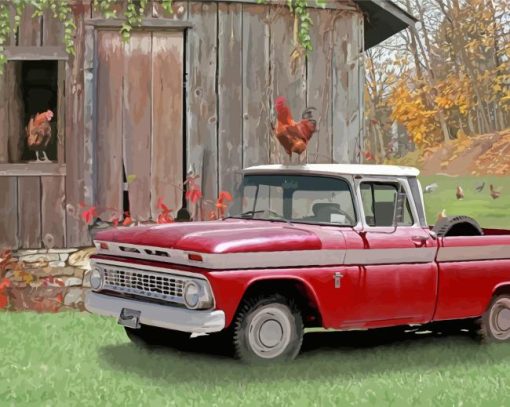 Old Chevy Trucks And Barn Paint By Numbers