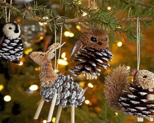 Pinecone Christmas Ornaments Paint By Numbers