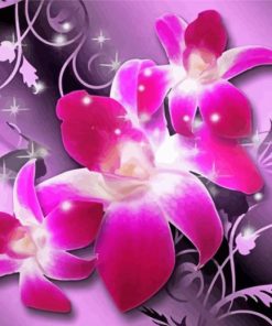 Pink Orchid And Pink Butterflies Paint By Numbers