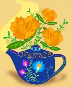 Polish Teapot With Flowers Paint By Numbers