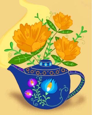 Polish Teapot With Flowers Paint By Numbers