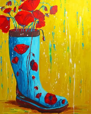 Rain Boots With Flowers Paint By Numbers