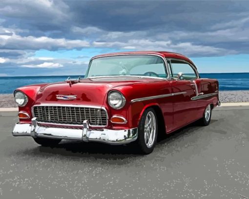 Red 55 Chevy Classic Car Paint By Numbers