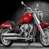 Red Grey Harley Fat Boy Motorcycle Paint By Numbers