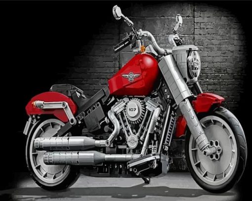 Red Grey Harley Fat Boy Motorcycle Paint By Numbers