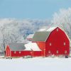 Red Barn In Winter Paint By Numbers