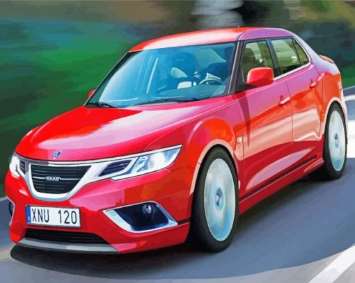 Red Saab Car Paint By Numbers