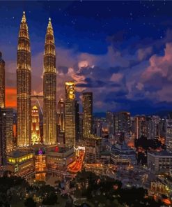 Skyline Kuala Lumpur At Night Paint By Numbers