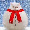 Snowman Cat With Scarf Paint By Numbers